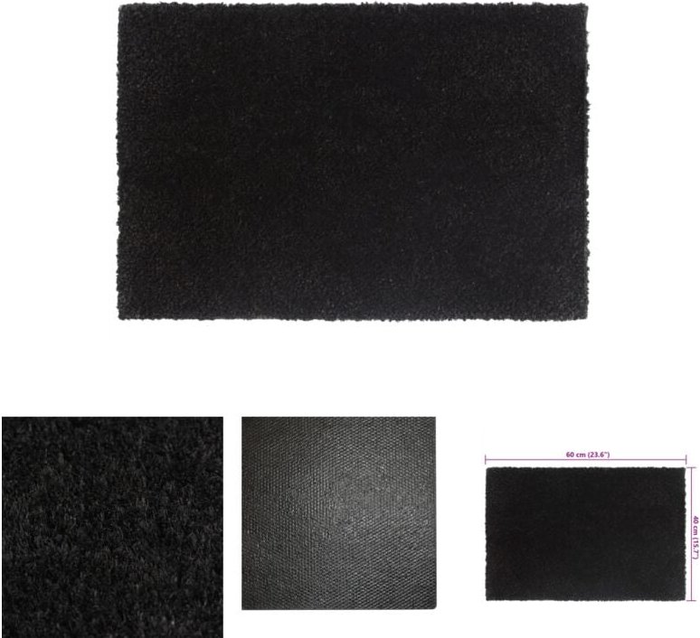 The Living Store Fußmatte Schwarz 40x60 cm Kokosfaser Getuftet - Fußmatten