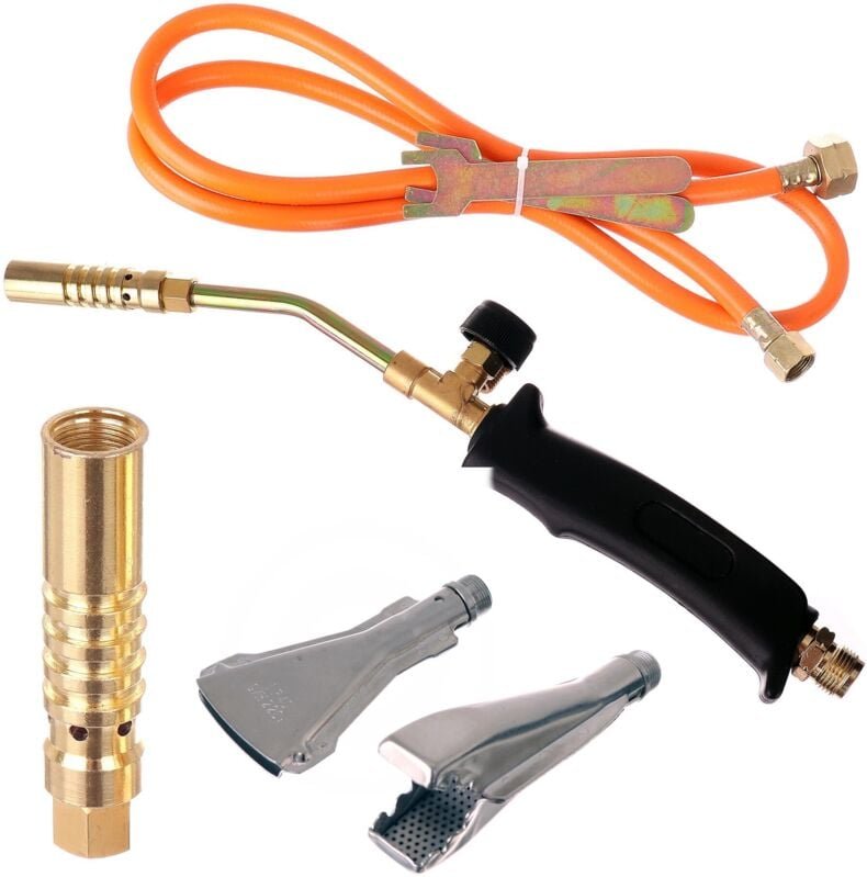 Gasbrenner zum Rohrlöten, Lötkolben, Heizen, Brennen, 3 Düsen, 1,5 m Schlauch
