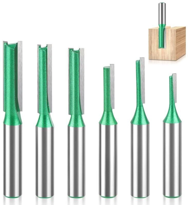 6-teiliges Fräserset mit 6-mm-Schaft, 8-mm-Fräsern, Holz-Kopierfräsern mit 3-mm-, 4-mm-, 5-mm-, 6-mm-, 7-mm- und 8-mm-Sc...