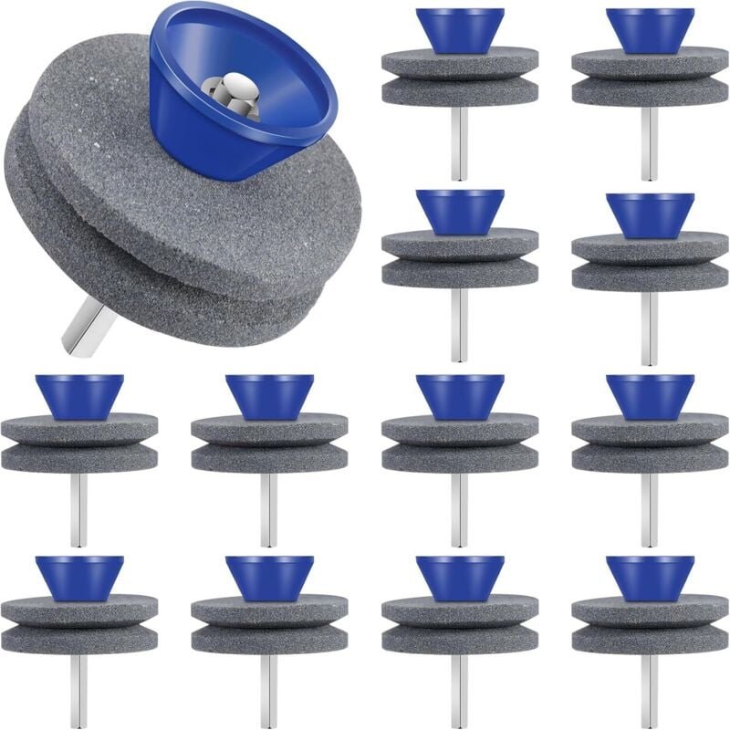 Set mit 12 markenlosen Rasenmähermesserschärfern, Universalschärfer, geeignet für Bohrer, Aluminiumoxid, Rotationsmäher,...