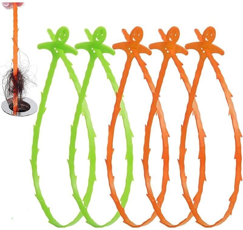 Packung mit 5 wiederverwendbaren 50 cm langen spiralförmigen Abflussreinigungsstäben