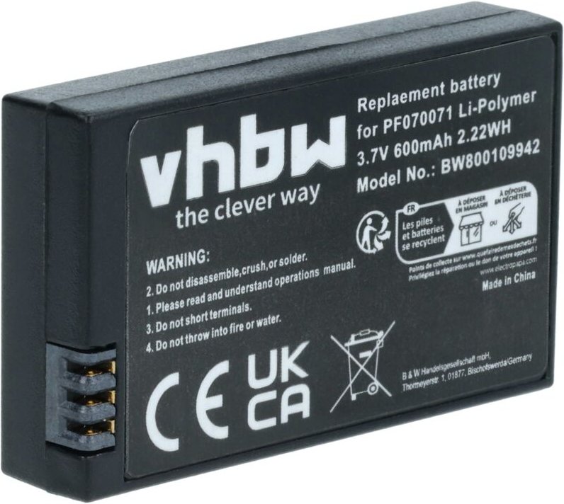 Vhbw - Akku Ersatz für Parrot PF070238, PF070071, MCSAS00314, MCSAS00319 für Drohne Multicopter Quadrocopter (600mAh, 3,...