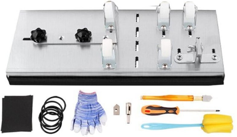 Glasflaschenschneider, Set zum Schneiden von quadratischen und runden Glasflaschen, 5 Nylonräder, langlebig, abnehmbar,