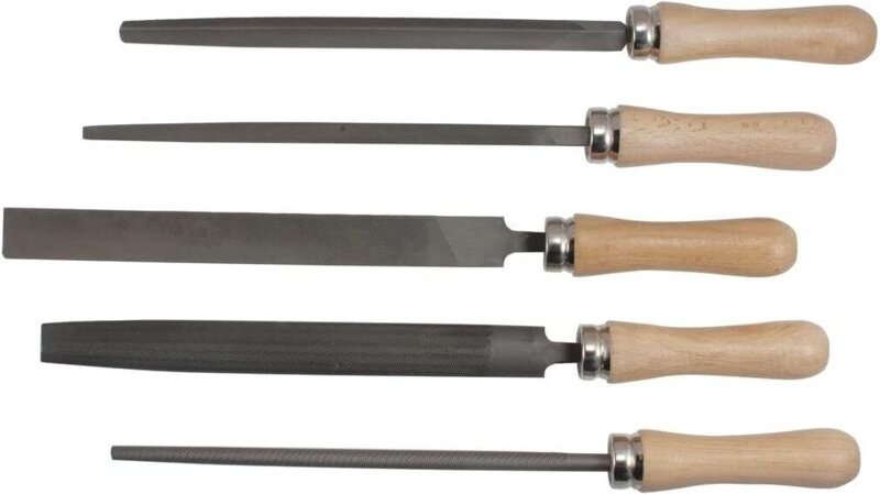 SW-Stahl 90902SB Werkstattfeilensatz I 5-teilig I 300 mm I Werkstattfeilen Set I Feilen Set für Metall I Holzgriff