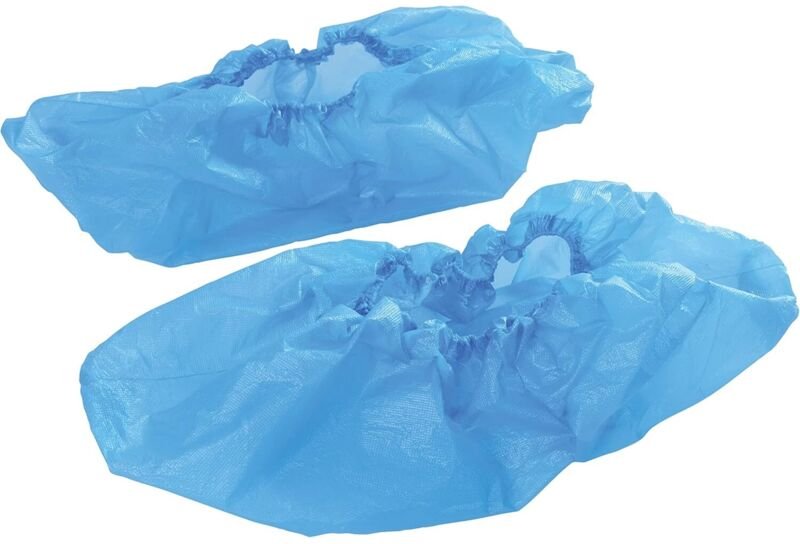 Packung mit 100 Einweg-Überschuhen, Größe 37 x 15 cm, strapazierfähige CPE-Überschuhe mit elastischem Rand