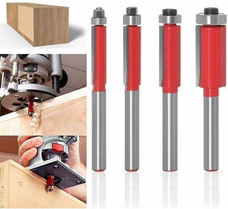 Fräser mit 6-mm-Schaft, Holzbearbeitungswerkzeug, Fräswerkzeug, Hartmetall-Bündigfräser mit 4 Klingen