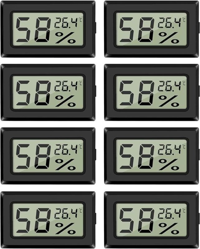 8er-Pack digitale Thermometer-Hygrometer, Temperatur- und Feuchtigkeitssensor für Zuhause und Büro, Celsius