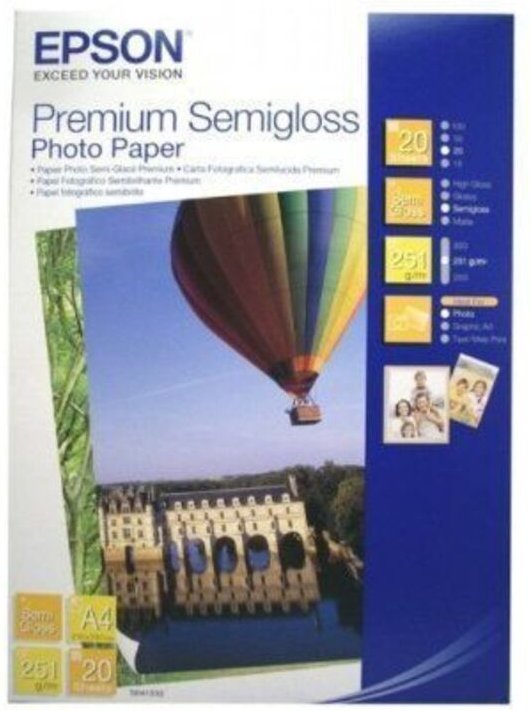 Epson EPSON C13S041332 A4 Premium Semigloss Photo Paper, seidenmatt, 20 Blatt (C13S041332)