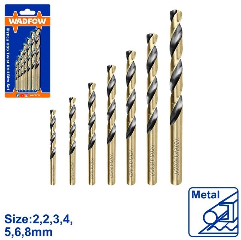 WADFOW 7-teiliges HSS-Metallbohrer-Set, Hochgeschwindigkeitsstahl, langlebig und präzise