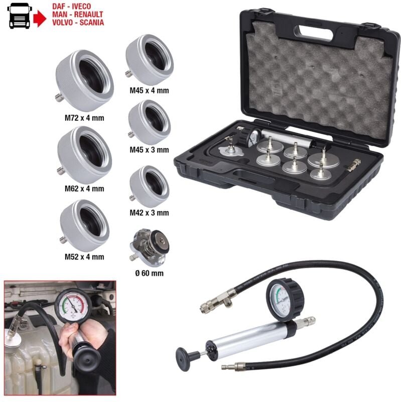 Ks Tools Kühlsystem-Prüfgerät lkw, 9-tlg