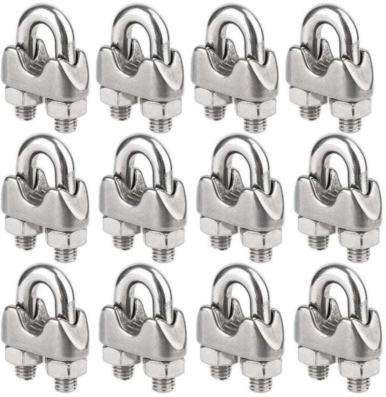 Packung mit 12 Edelstahl-Kabelbindern für Drahtseile mit 4 mm Durchmesser (M4)