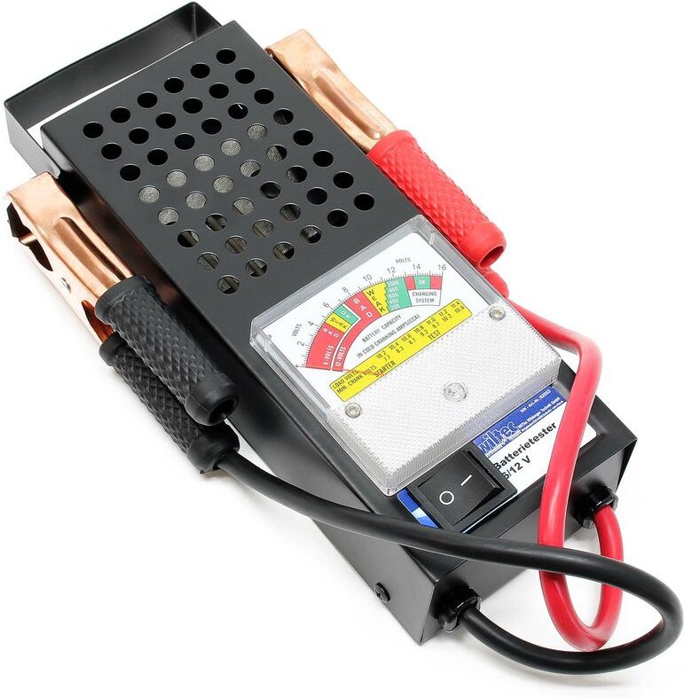 Wiltec - Batterietester für 6V und 12V Batterien/Akkus, mit 2 Klemmzangen, justierbarer Skala, Batterieprüfer für Pkw La...