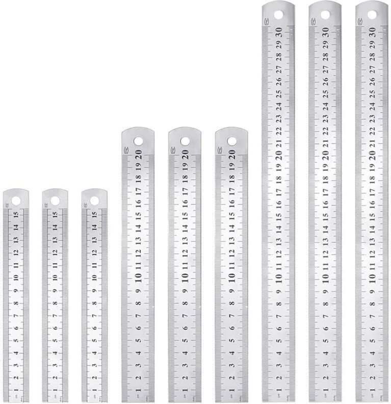 PCS Edelstahl-Lineal 15 cm 20 cm 30 cm Doppelseitiges Metalllineal Langlebiges rostfreies Schreinerlineal für Schüler, I...
