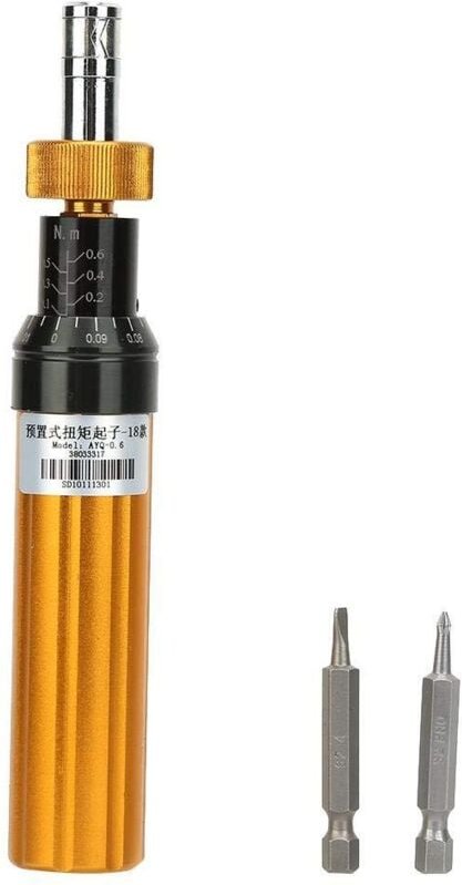 Drehmomentschraubendreher mit voreingestelltem Drehmoment, legierter Stahl. Voreingestellter Bereich: 0,1–0,6 Nm. Einste...