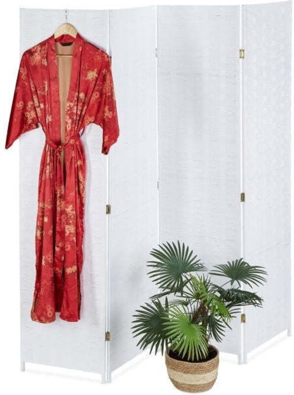 4 panel folding screen in white