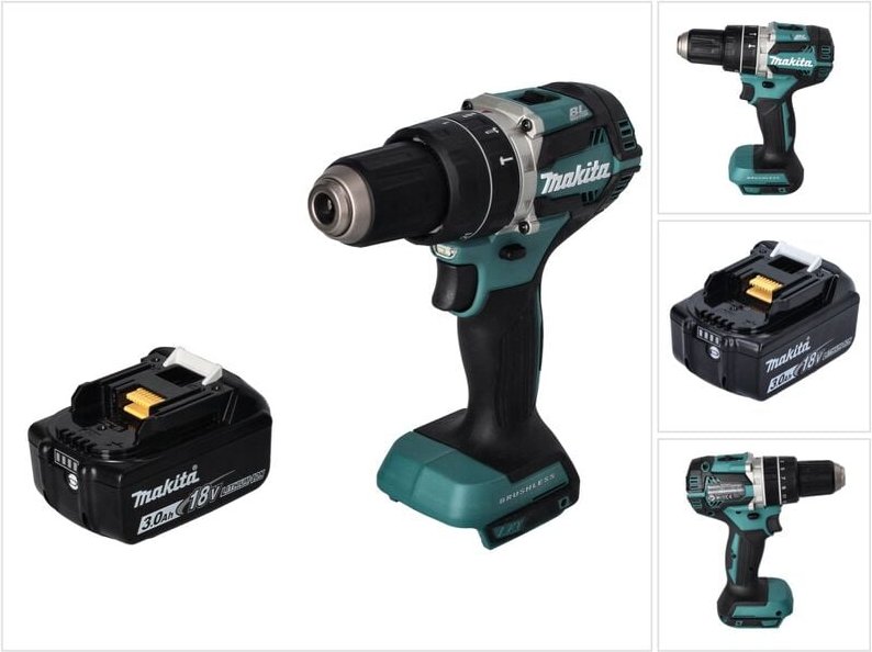 Makita DHP 484 F1 Akku Schlagbohrschrauber 18 V 54 Nm Brushless + 1x Akku 3,0 Ah - ohne Ladegerät