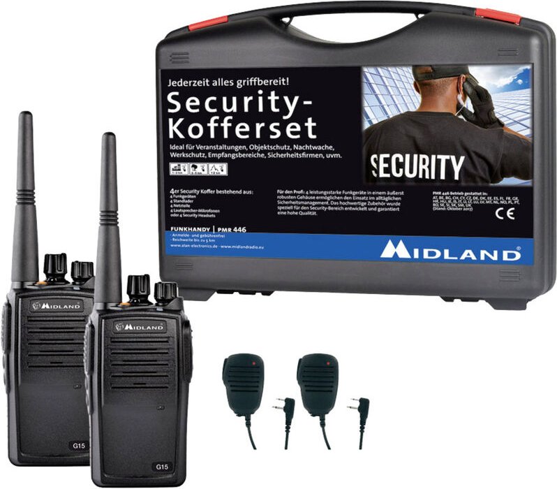 Midland G15 Pro NC PMR 2er Security inkl. SM 600-M C1127.S1 PMR-Handfunkgerät 2er Set