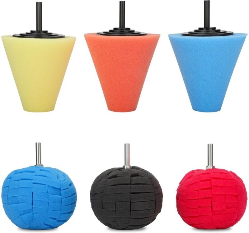 6-teiliges Polierschwamm-Pad-Set für Auto-Radnaben, Polierpads mit 3-Zoll-Schaft zur Reinigung der Radnaben, Polierkugel...