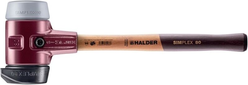 Simplex Schonhammer ø 80 mm Gummi / TPE-mid grau mit Standfuß und Termpergussgehäuse - Halder