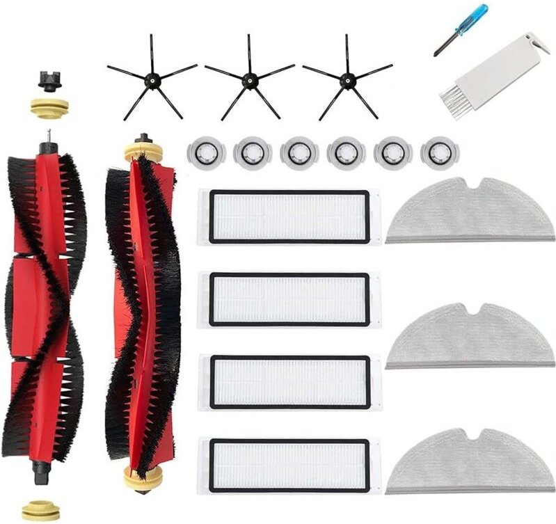 Zubehör Set Roborock (19-Pack) – Ersatzteile für S5 max S6 Pure E4 Xiaomi, Hauptbürsten & Filter