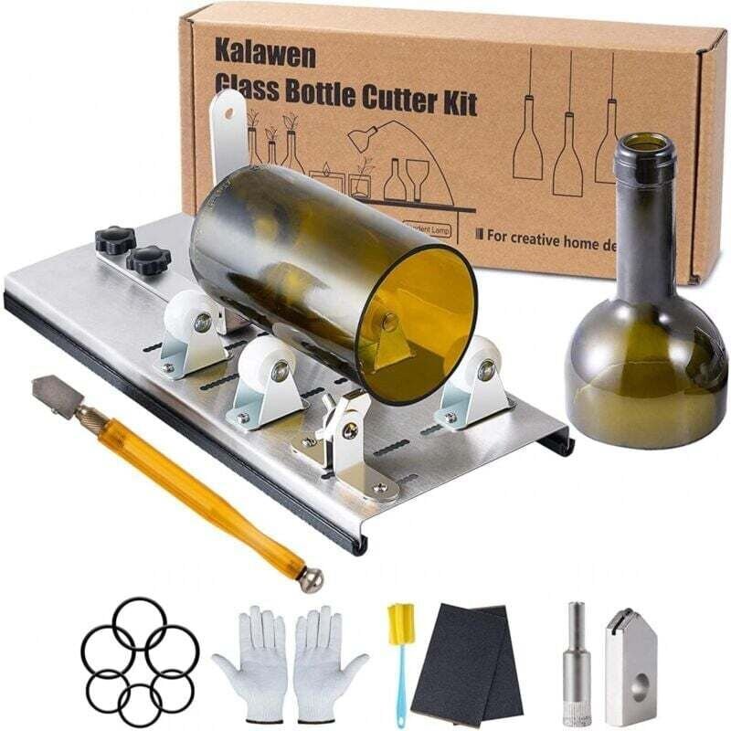 Kit de Découpe Réglable pour Bouteilles en Verre Outil de Bricolage en Acier Inoxydable pour Vin Bière Whisky Champagne ...