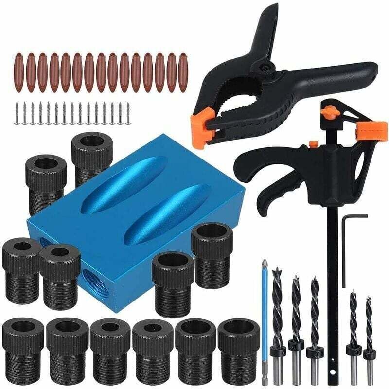 Gabarit De Percage Oblique 57 Pièces Guide Perçage Bois Avec Adaptateur 6 8 10mm Pour Travail Du Bois