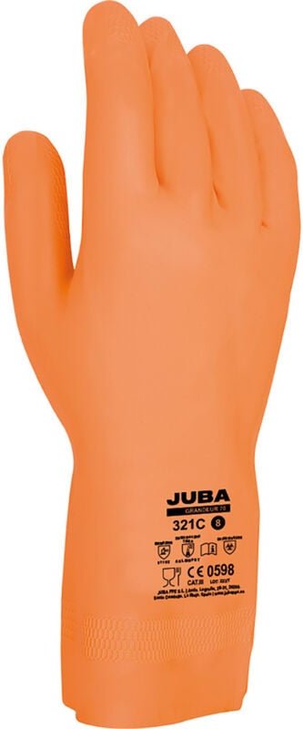 Juba - Orangefarbener Arbeitshandschuh aus Latex/Neopren, Größe 9