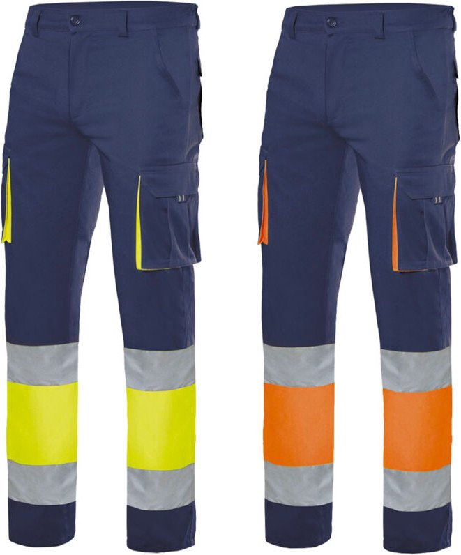 303002S Warnschutz Arbeitshose - l - Blau/Gelb - Velilla