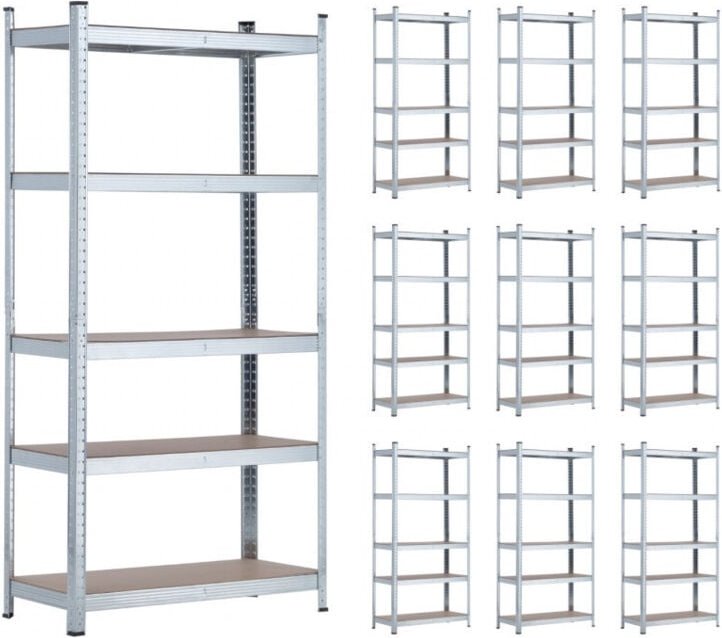 Thinia Home - MegaPack 10 modulare Metallregale mit 5 Böden 875kg 90x40x180cm