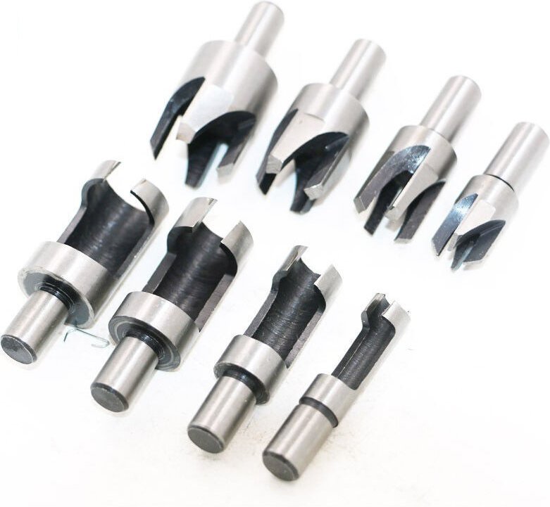 8-teiliges Set: Holzdübelschneider, Holzdübelbohrer, Dübelbohrer, Schneidwerkzeug