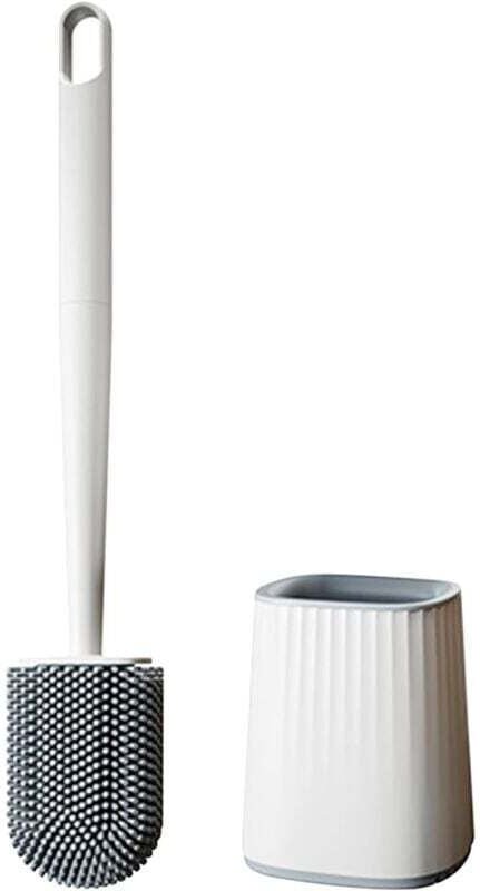 Silikon-Toilettenbürste – Toilettenbürste und Halter, tropffrei, antibakteriell, belüftete Toilettenbürste, schnelltrock...