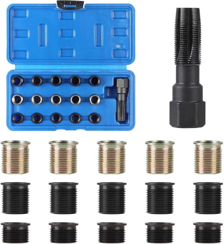 16-teiliges M14 x 1,25 mm Zündkerzengewinde-Reparaturset zur Reparatur beschädigter Zündkerzengewinde an Zylinderköpfen,...