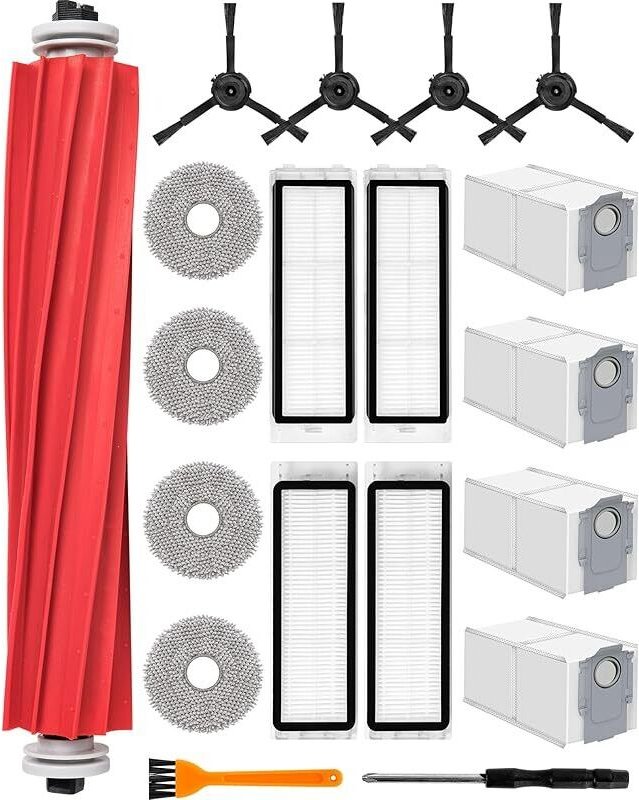 FOREHILL 19-teiliges Zubehörset für Roborock Q Revo Saugroboter, Ersatzteile mit 1 Hauptbürste, 4 Wischmopps, 4 Tüchern