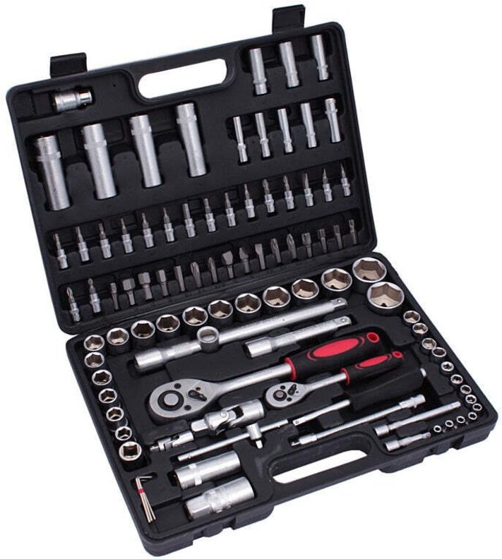 Mallette Tools Steckschlüssel Set 94-teilig - Viertelzoll Und Halbzoll Steckschlüssel Kurze Lange Nüsse Bits CrV Stahl