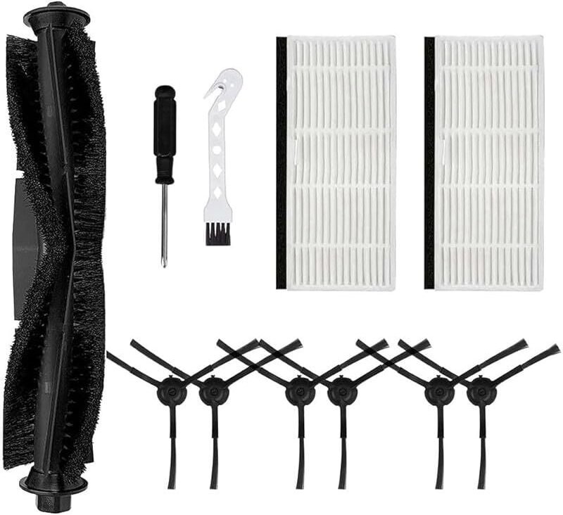10-teiliges Haupt- und Seitenbürsten-Set für den Honiture Q6 Pro Saugroboter, 1 Hauptwalzenbürste, 6 Seitenbürsten