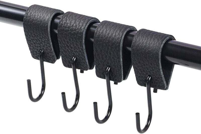 12-teiliges S-Haken-Set aus Leder, Haken aus Edelstahl 304, S-Haken mit Lederband, Haken zum Aufhängen von Tassen, Servi...