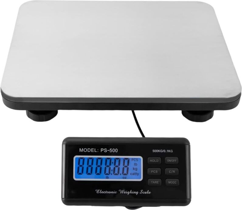 Plattformwaage, Edelstahl Paketwaage,Bodenwagge Tischwaage, bis 300kg,LCD-Display,201 Edelstahl, pp, Glasfasern,6 intell...