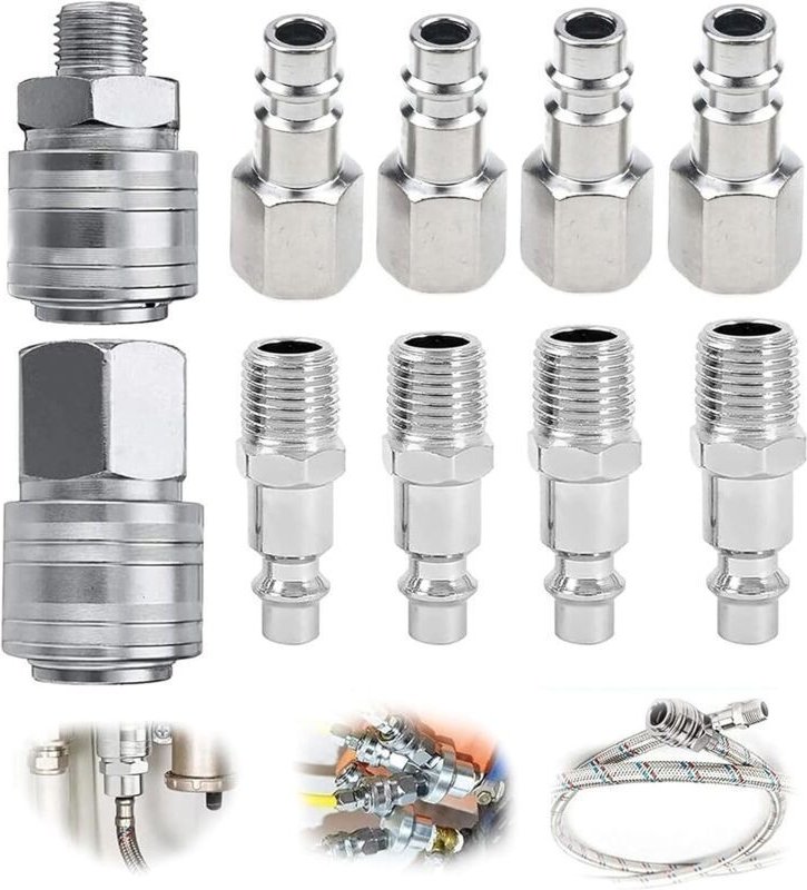 10 Stück 1/4"-BSP-Schnellkupplungen für Luftkompressoren und Druckluftwerkzeuge