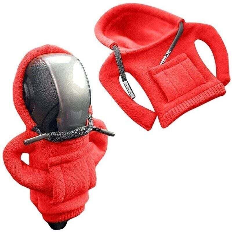 Schaltknauf mit Kapuze, Schalthebelabdeckung, Schaltknauf-Abdeckung, lustiger Hoodie, Autodekoration, rot