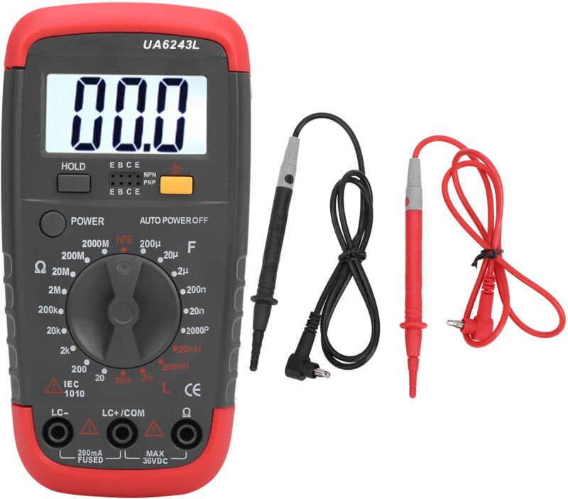 UA6243L Tragbares LED-Digitalmultimeter, Kapazitäts- und Widerstandsmessgerät, Display, Baujahr 1999