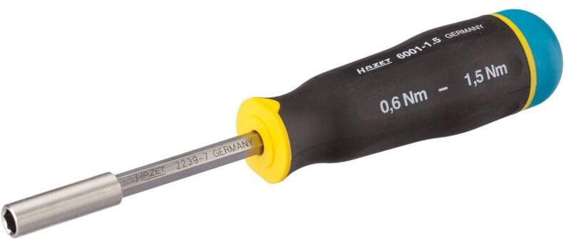 Drehmoment-Schraubendreher, Nm min-max: 0.6 - 1.5 Nm, Toleranz: 10%, Sechskant hohl 6,3 (1/4), Anzahl Werkzeuge: 3 - Haz...