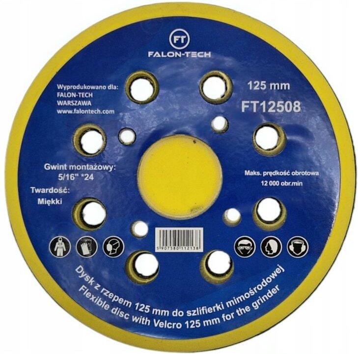 Schleifplatte 125 mm 8 Löcher Klett für Exzenterschleifer