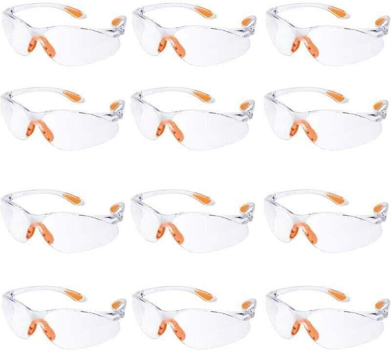 12er-Pack Schutzbrillen, Arbeitsbrillen mit beschlagfreien, klaren Gläsern, Schutzbrillen für Garten, Labor und Chemie
