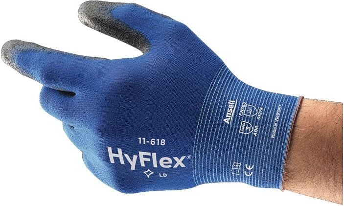 Ansell - Handschuhe HyFlex® 11-618 Größe 11 blau/schwarz en 388 PSA-Kategorie ii