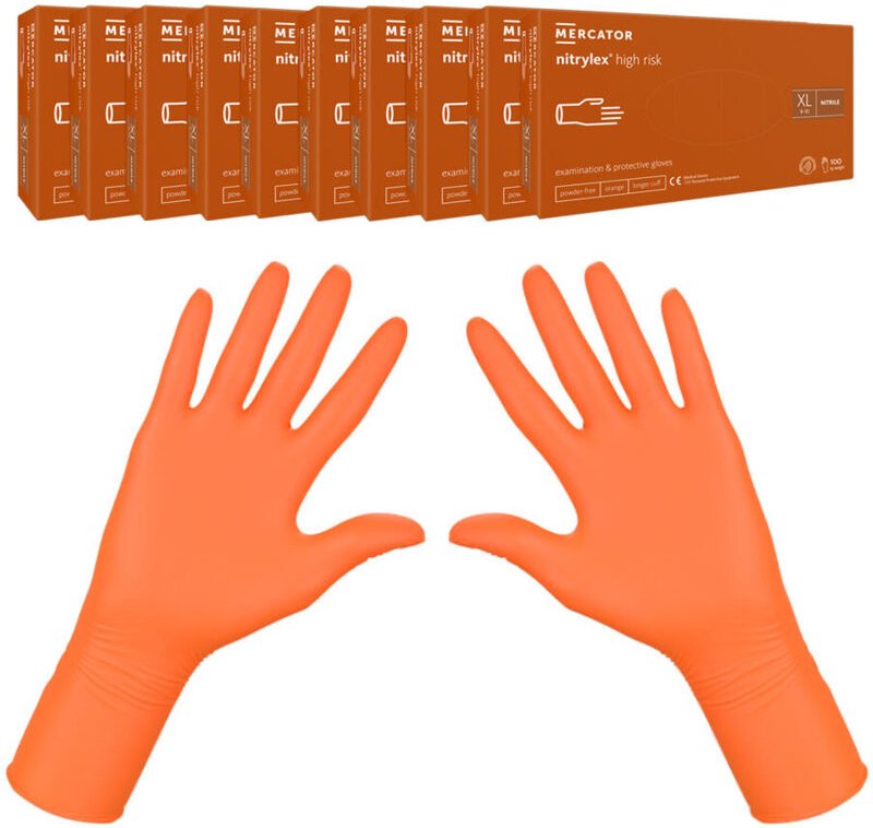Mercator Nitrylex High Risk XL orange Nitrilhandschuhe, 100 Stück, Karton (10er-Packung)