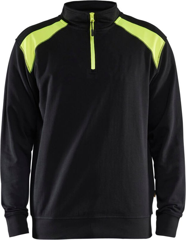 Arbeits-Sweatshirt mit Lkw-Kragen, zweifarbig 3353 – Schwarz/Neongelb S