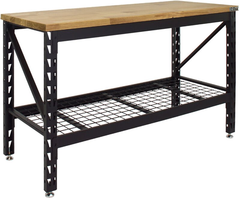 Werkbank 153x62x99 cm 500 kg Stahlgestell Hartholzplatte Werktisch Arbeitstisch Tisch Werkstatttisch