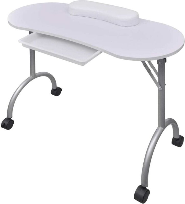 Klappbarer Maniküre-Tisch mit Rollen Weiß