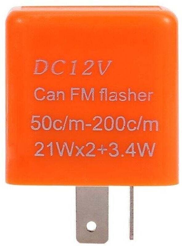 Universeller Motorrad-Blinker, 2-polig, einstellbare Geschwindigkeit, Relais, LED-Blinker, 12 V, Orange
