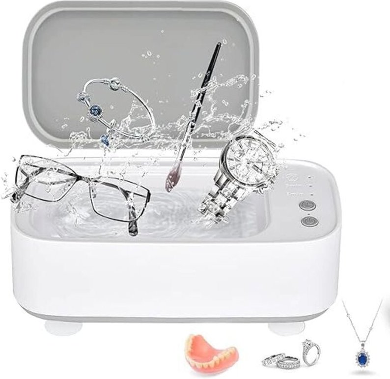 Ultraschallreiniger, 45.000 Hz, 500 ml, für Brillen und Schmuck, mit 3 Reinigungsmodi, für Brillen, Uhren und Zahnprothe...